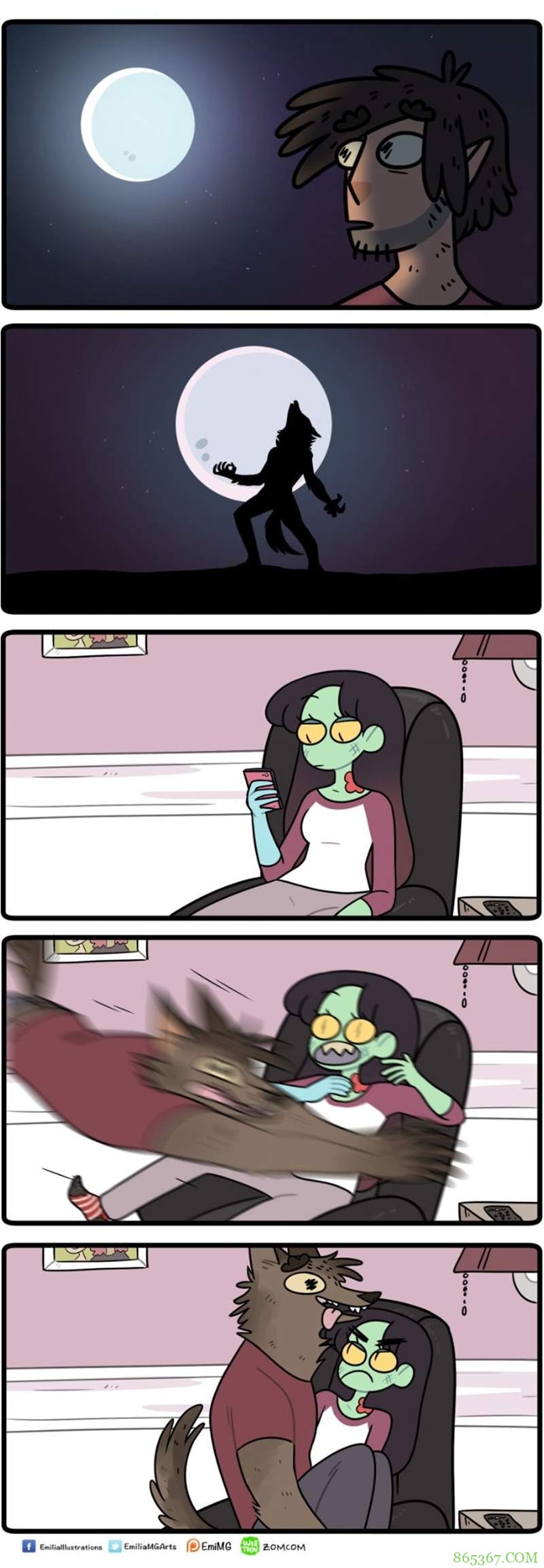 网络漫画《Zomcom》 僵尸和狼人会怎么样