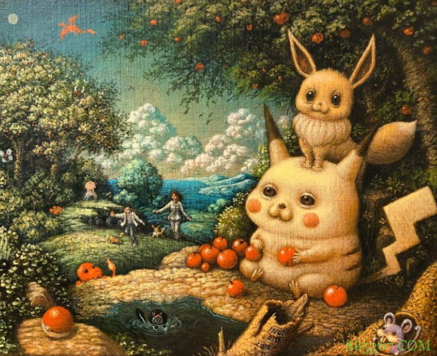 画师绘制油画版皮卡丘，之前有位大佬画得太搞笑，被官方劝退了