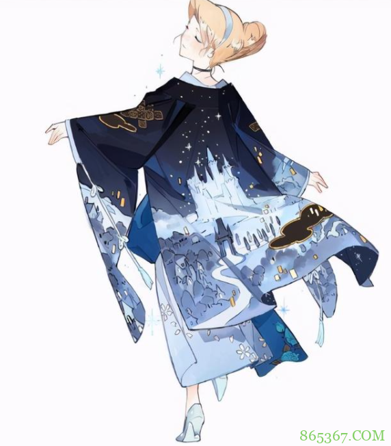 当迪士尼公主换上和服，贝儿换上黄杉，艾莎女王居然穿青衣？