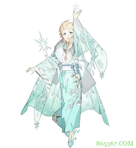 当迪士尼公主换上和服，贝儿换上黄杉，艾莎女王居然穿青衣？