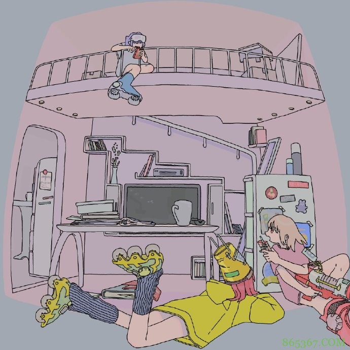 这位画师笔下的房间十分二次元,这要一个人住的话,简直太棒了