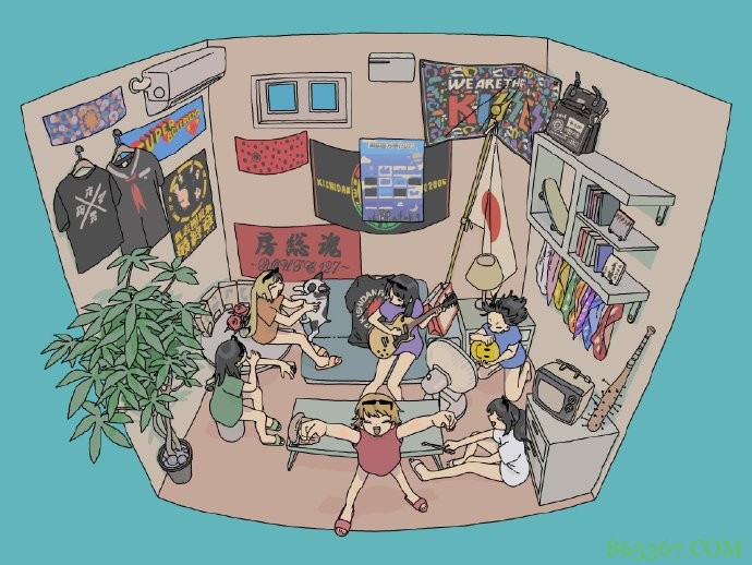 这位画师笔下的房间十分二次元,这要一个人住的话,简直太棒了