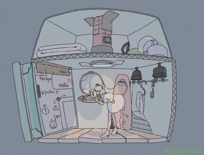 这位画师笔下的房间十分二次元,这要一个人住的话,简直太棒了