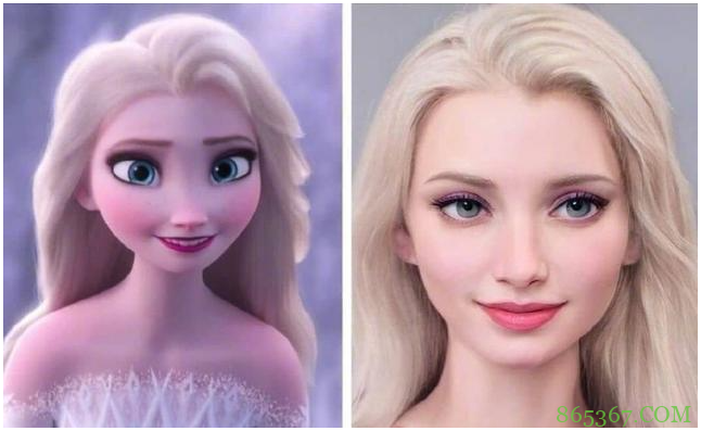 迪士尼公主变真人版，灰姑娘眼睛好看，艾莎女王表情俏皮