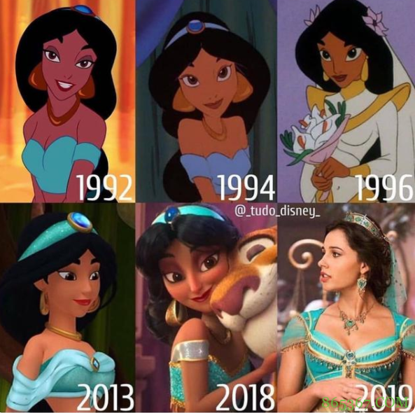 网友分享迪士尼公主历年造型变化，艾莎日渐严肃，木兰扮相多变