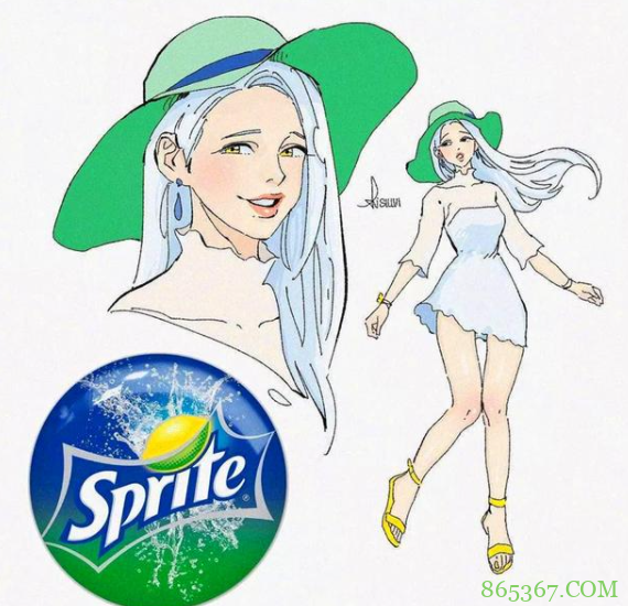 碳酸饮料化身萌妹，百事可口气质相反，雪碧一身白裙好可爱！