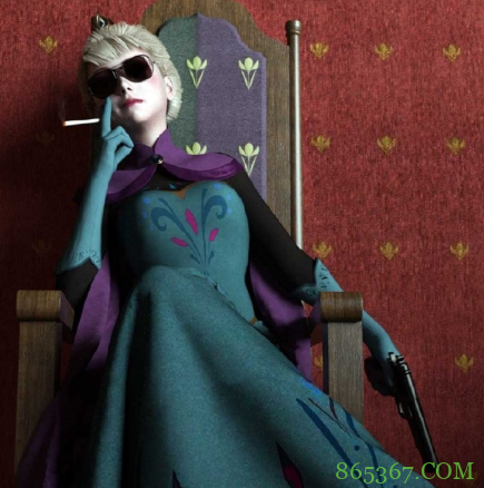 冰雪奇缘被人恶搞,取下口罩的艾莎太搞笑,戴上墨镜像女王