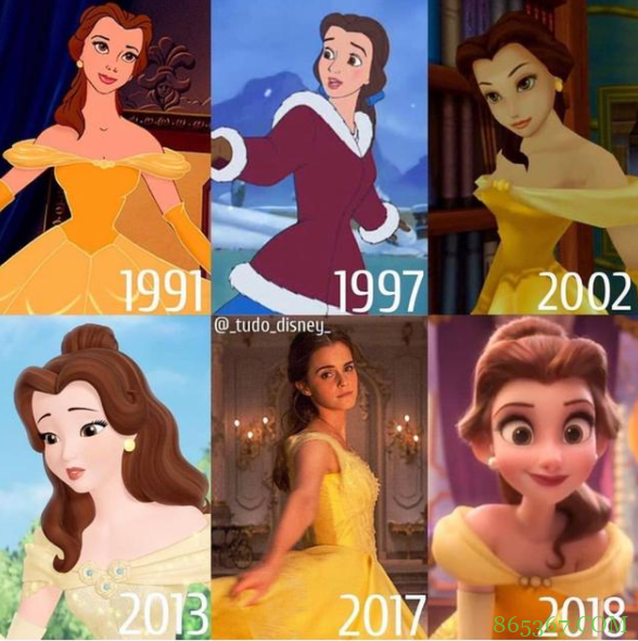 网友分享迪士尼公主历年造型变化，艾莎日渐严肃，木兰扮相多变