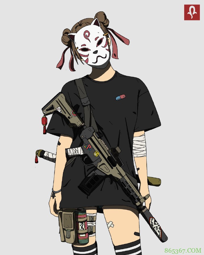 画师笔下的战斗少女，不仅有拿刀的连步枪都有，组队打妖怪可以啊