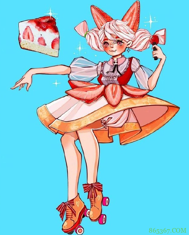 画师大佬绘制食物拟人，草莓蛋糕换上lo装，披萨的打扮我欣赏不来