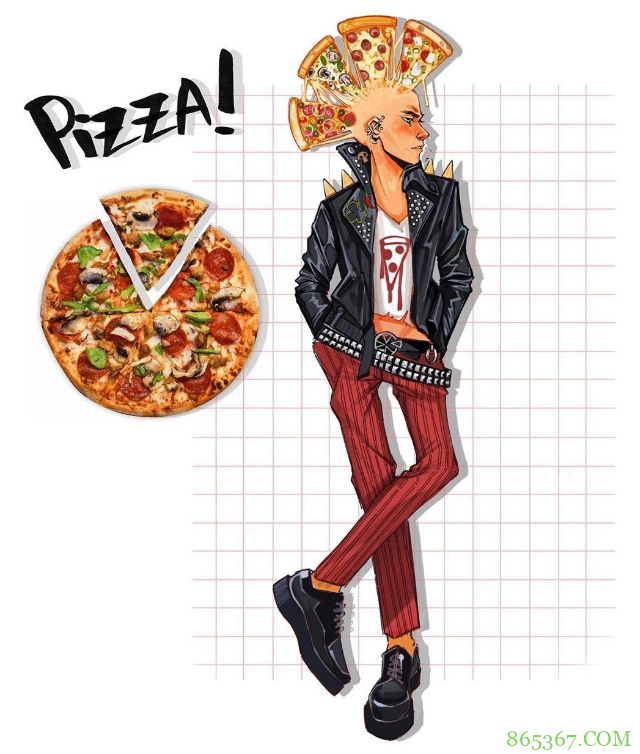 画师大佬绘制食物拟人，草莓蛋糕换上lo装，披萨的打扮我欣赏不来