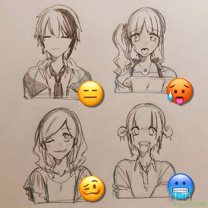 日本画师绘制表情拟人，小黄脸变身帅哥美女，每一个都好传神