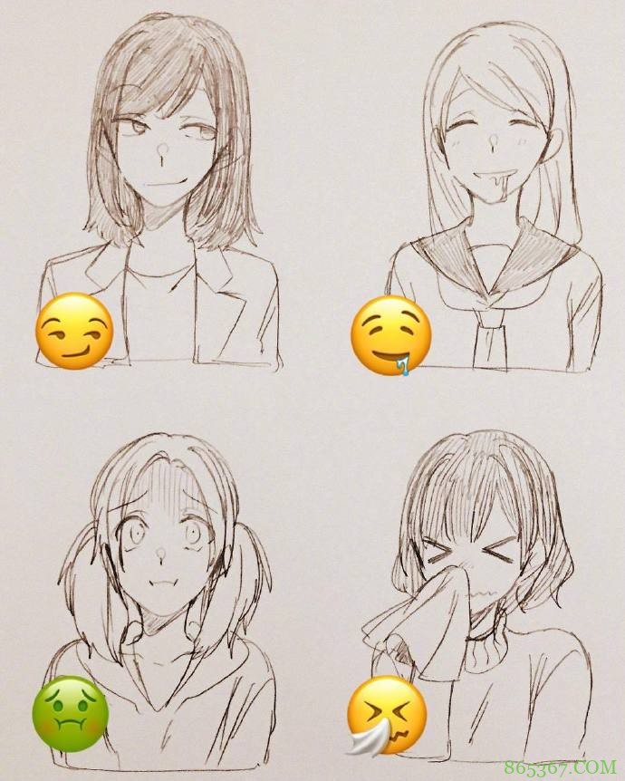 日本画师绘制表情拟人，小黄脸变身帅哥美女，每一个都好传神