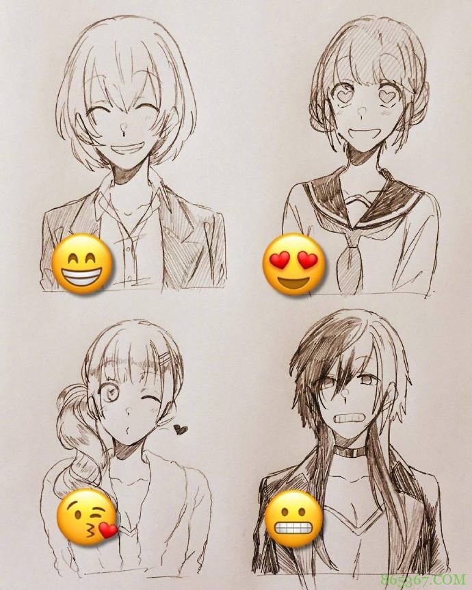 日本画师绘制表情拟人，小黄脸变身帅哥美女，每一个都好传神