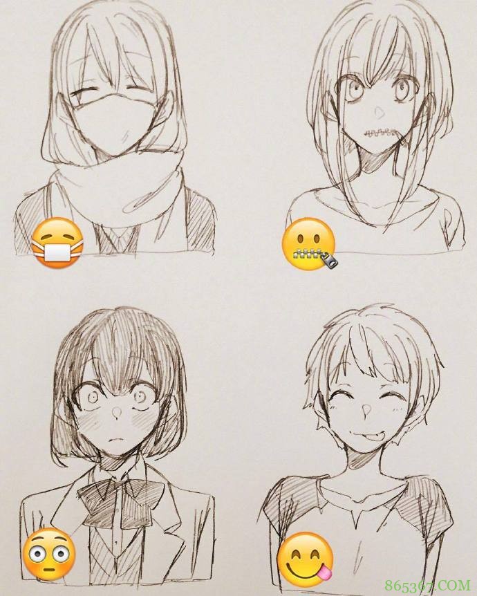 日本画师绘制表情拟人，小黄脸变身帅哥美女，每一个都好传神