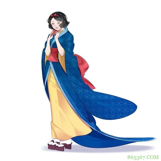 迪士尼公主换上日本衣服，不同的和服各有特色，艾莎不愧是女王