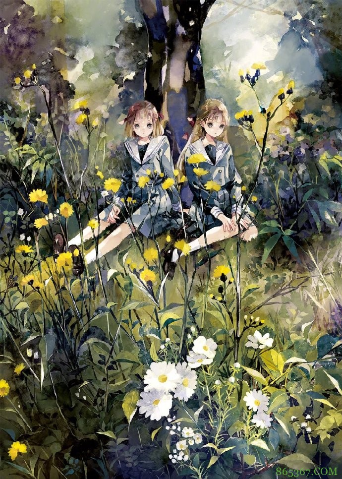 画师大佬笔下的花与少女太治愈了，看着好有春天的感觉