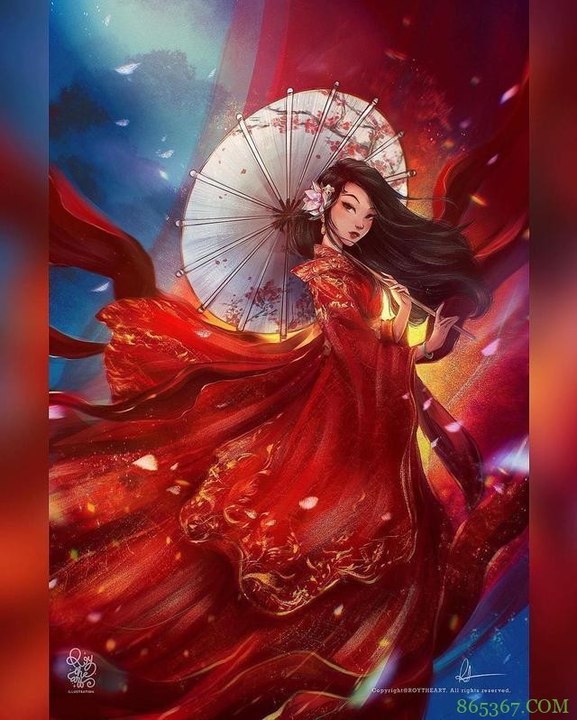 迪士尼公主化身女神,花木兰身穿锦绣华服,美人鱼居然以水做裙