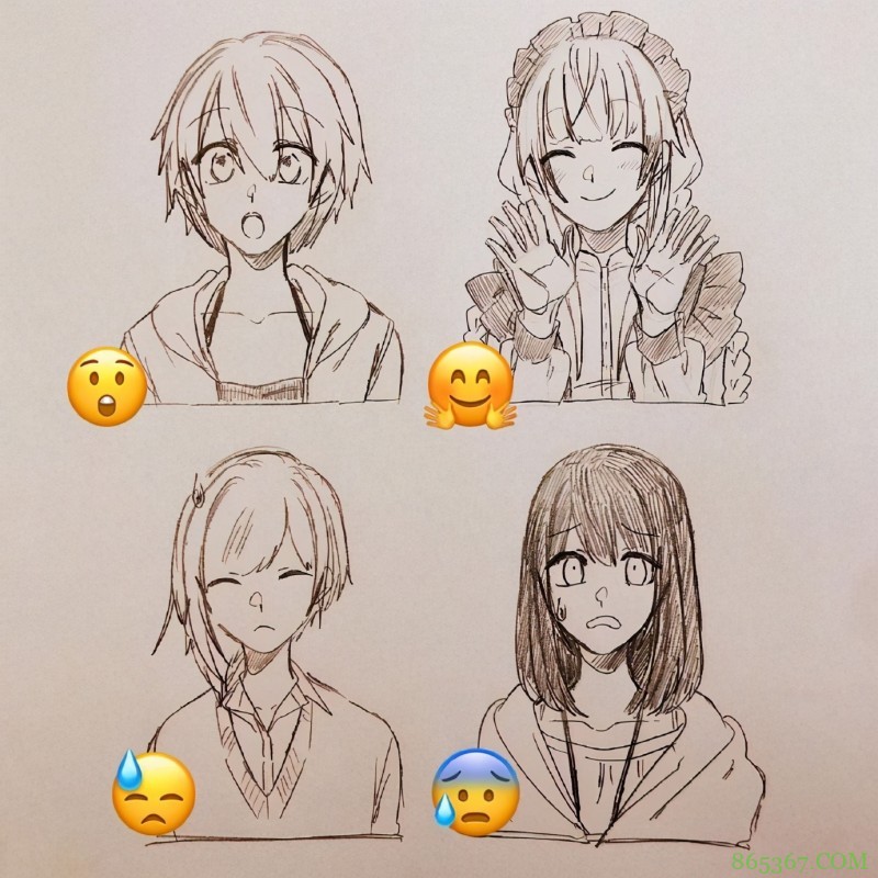 日本画师绘制表情拟人，小黄脸变身帅哥美女，每一个都好传神