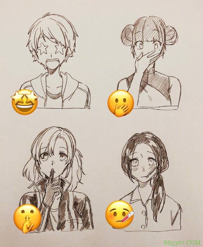 日本画师绘制表情拟人，小黄脸变身帅哥美女，每一个都好传神