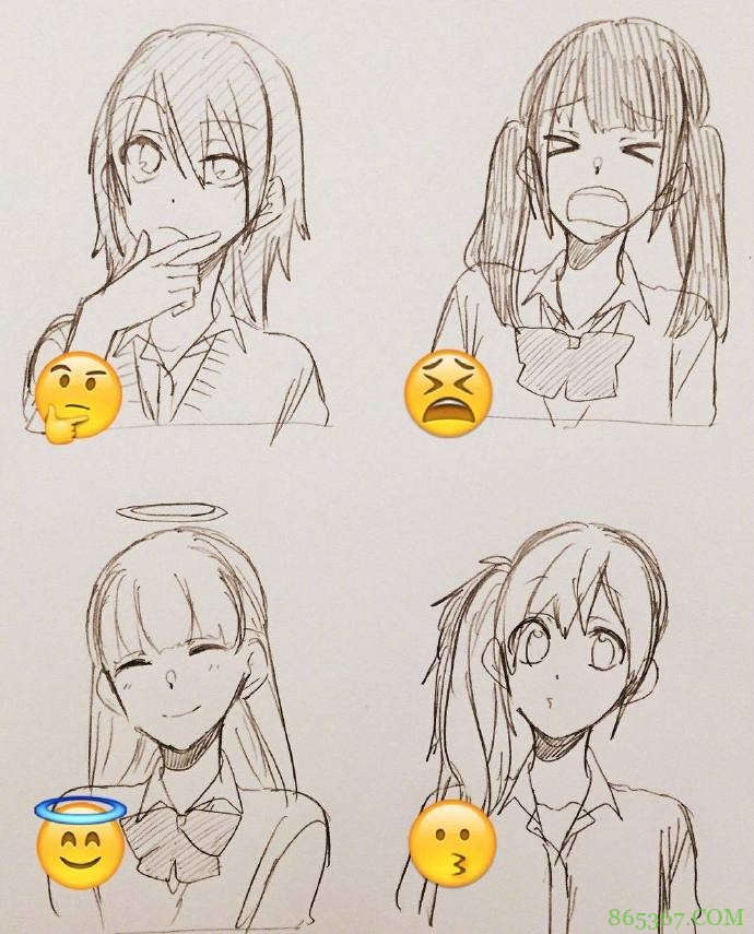 日本画师绘制表情拟人，小黄脸变身帅哥美女，每一个都好传神