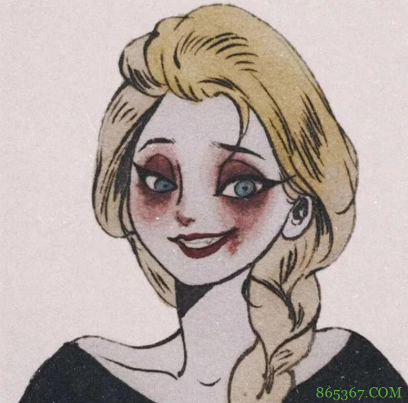 迪士尼公主画黑暗妆，艾莎女王看着像反派，但是好可爱！