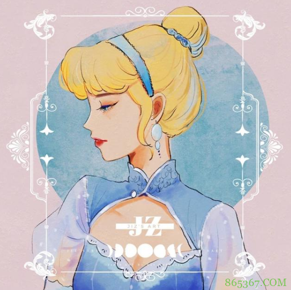 旗袍版的迪士尼公主太美了，艾莎的发型直击我心，白雪公主变贵妇