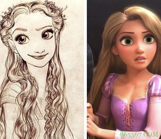 据说迪士尼公主的最初形象长这样,木兰好漂亮,长发公主发量堪忧