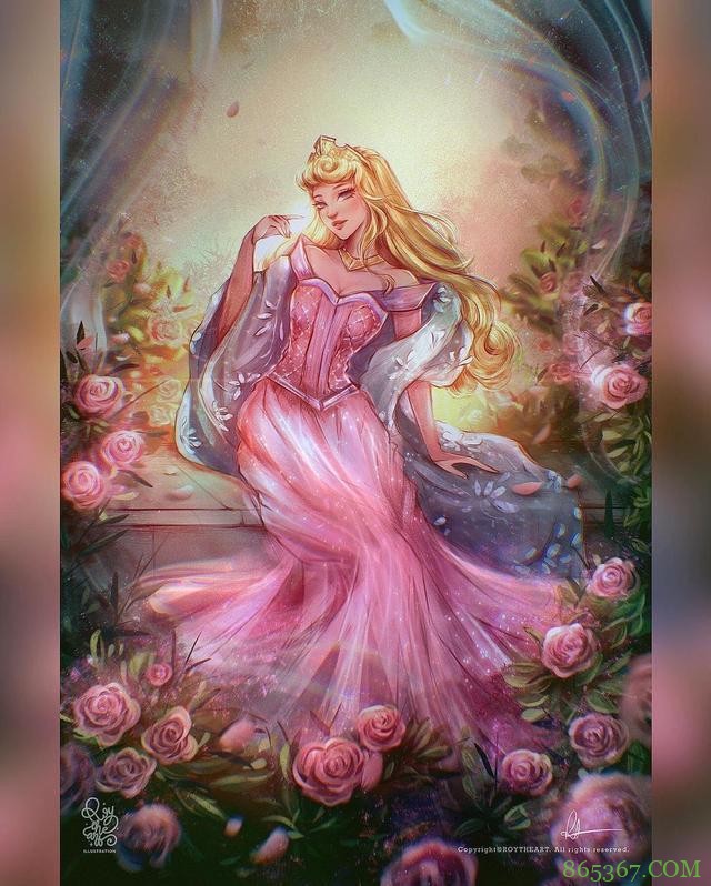 迪士尼公主化身女神,花木兰身穿锦绣华服,美人鱼居然以水做裙