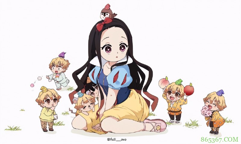 鬼灭之刃:善逸祢豆子太会秀恩爱了!COS白雪公主,还一起逛街