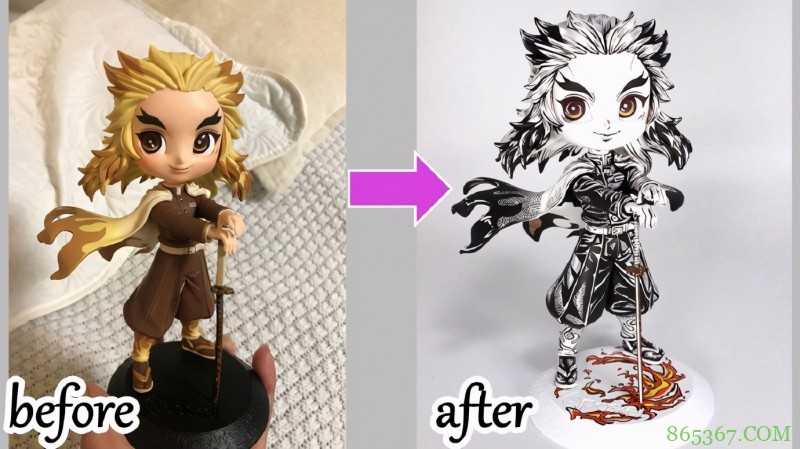 日本妹子手太巧了,给手办重新上色,看着好像从漫画里走出来的