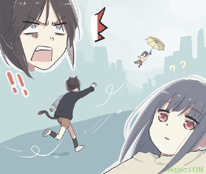 画师创作猫和主人的雨中小故事，画风好萌故事好逗