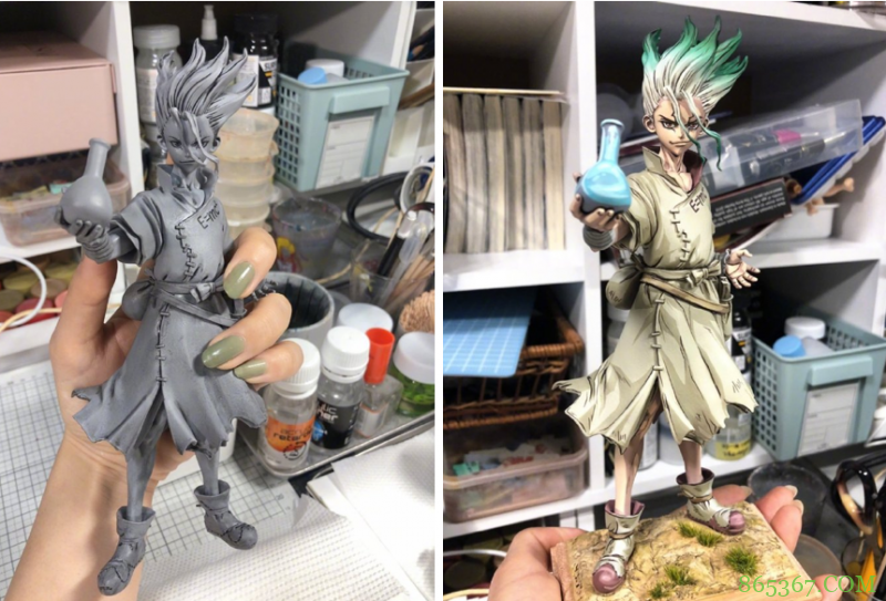 日本妹子手太巧了,给手办重新上色,看着好像从漫画里走出来的