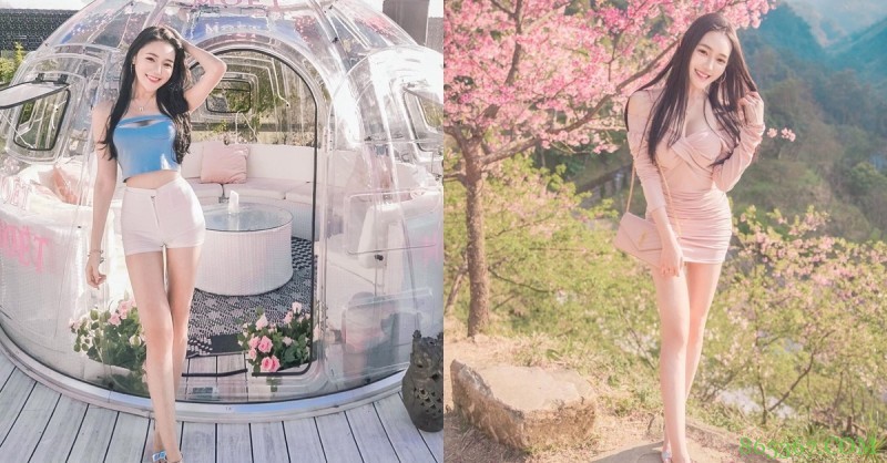 樱花树下出现神之长腿!「莉薇Livia」阳光笑颜比花还耀眼!