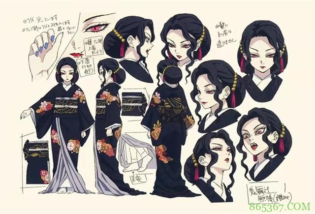 网友分享鬼灭之刃设计稿,换个角度看主角,女装无惨看着有点美