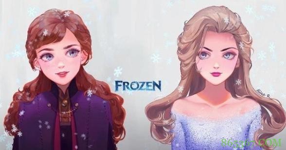 在同人大佬笔下，迪士尼公主变成熟画风，还有了精致的妆容