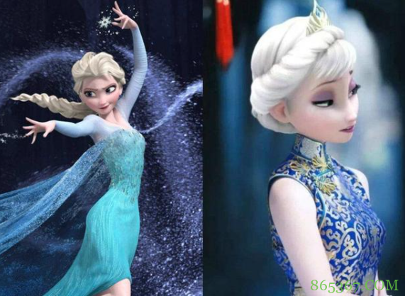 同人大佬帮艾莎女王“买衣服”啦，旗袍JK汉服都给她安排上！