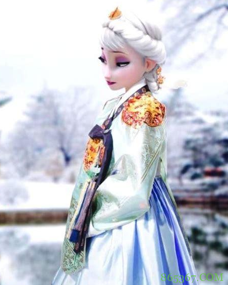 艾莎女王又换衣服啦,汉服、和服、韩服、旗袍都给她安排上了