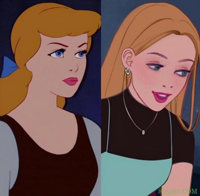 画师让迪士尼公主穿越到现代，灰姑娘撞脸某明星， 艾莎的T恤好看