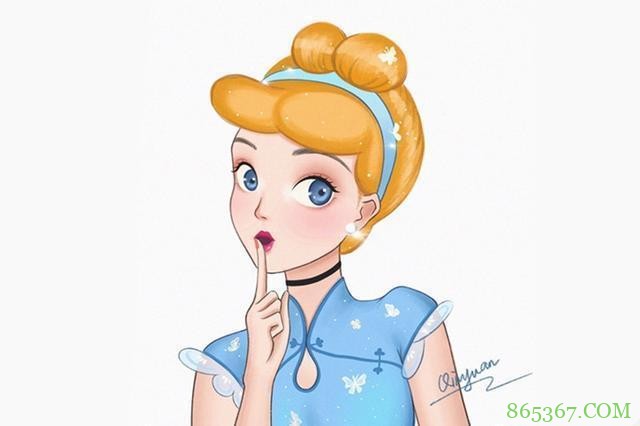 旗袍版的迪士尼公主都好可爱啊，特别是木兰这个表情，太俏皮了