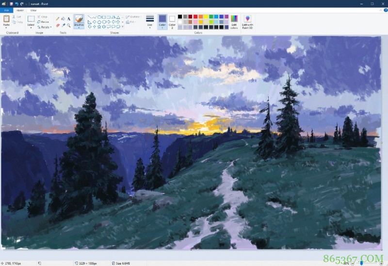 国外大神用电脑自带画图工具画的风景画，朋友们来看“神仙”啊