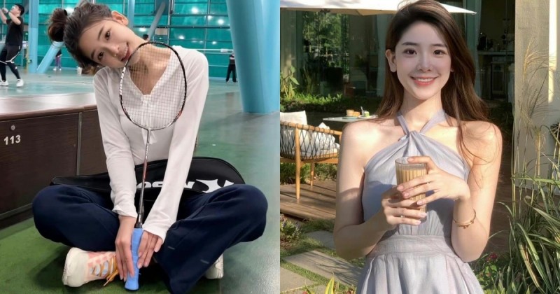 超愛打羽球的「清純系甜妹」！氣質清新身材苗條，「雪白美肌」讓網友狂戀愛！
