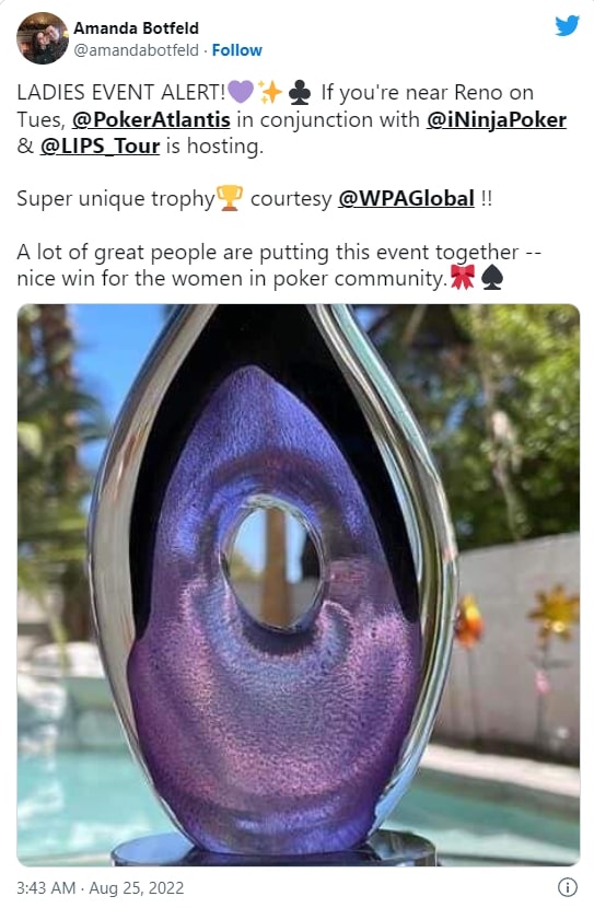 【EV扑克】女子赛奖杯酷似生殖器,玩家疯狂整活,给男子赛设计巨型牛子奖杯!