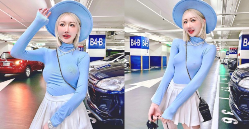 不可能這麼辣吧？葉妮妮注重行車安全　地下停車場大開車頭燈