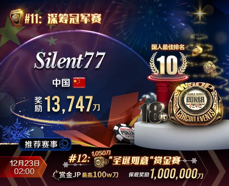 【EV扑克】国人第十略有遗憾,Zhao Wei 携四名好手再度冲击首枚金戒指!本周巨人赛重磅登场