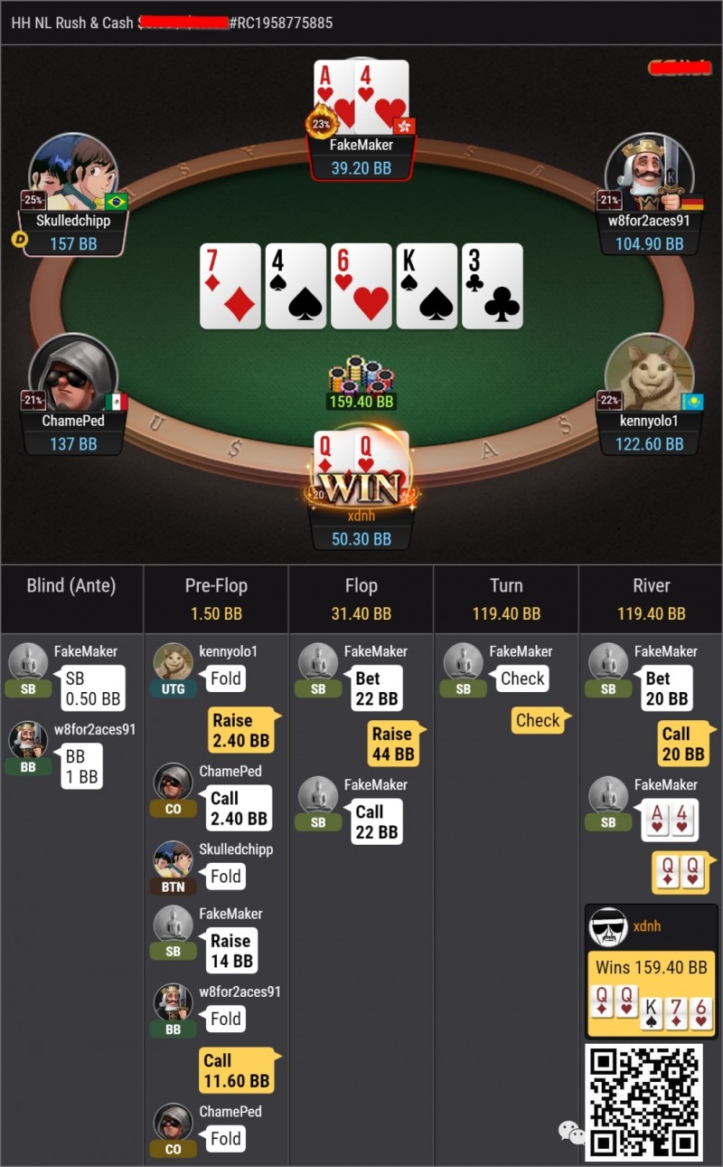 【EV扑克】牌局分析:NL10练习场——QQ 3bet pot