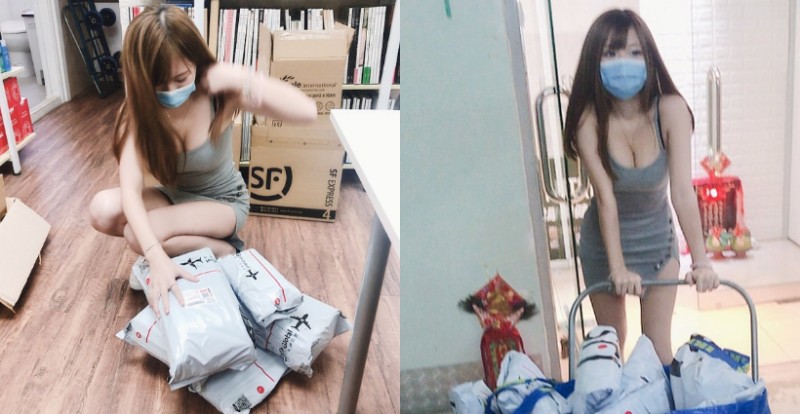 超萌童顏巨乳網拍老闆娘「Ruby 露比」爆乳寄貨　一彎腰雙峰呼之欲出