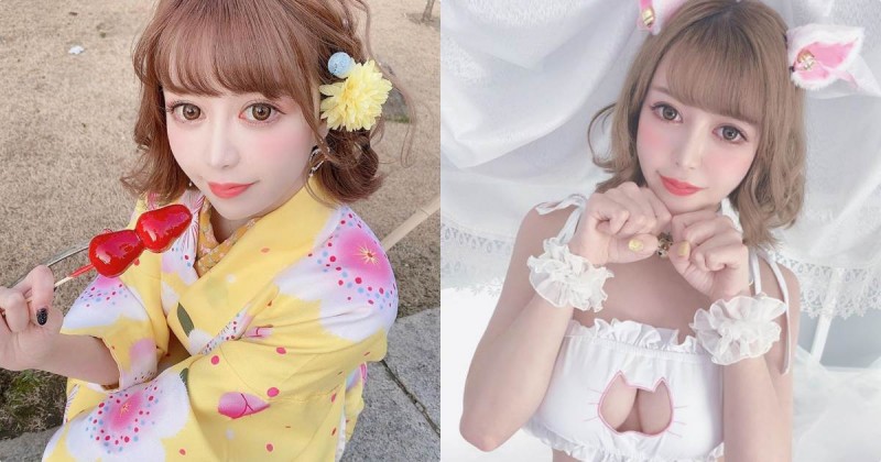 甜美貓系女孩「兩顆兇器好驚人」，賣萌時乳量要炸裂了！