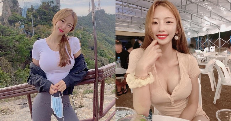 愛爬山的「笑容甜心」曲線超優，「飽滿的胸型弧度」好吸睛！