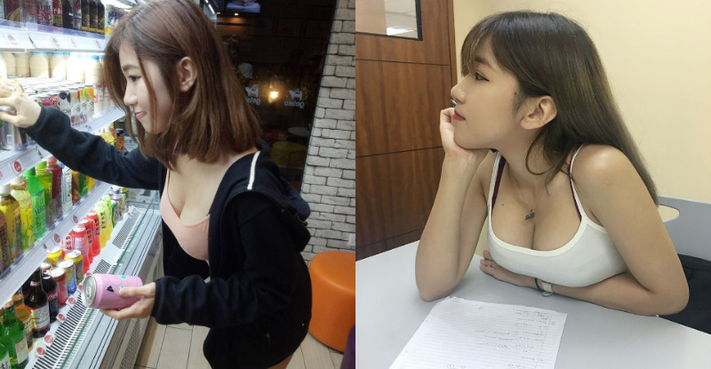 便利商店驚見「大奶正妹」彎腰露溝選飲料！害網友「乳糖不耐症」差點發作…